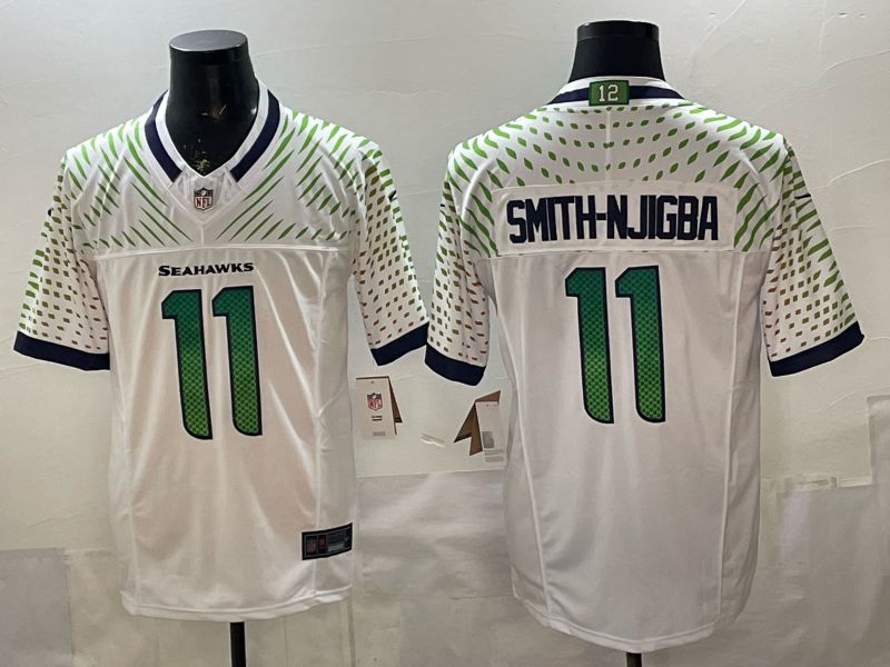 Men Seattle Seahawks #11 Smith-Njigba White 5th generations 2026 Nike Limited NFL Jersey style 004